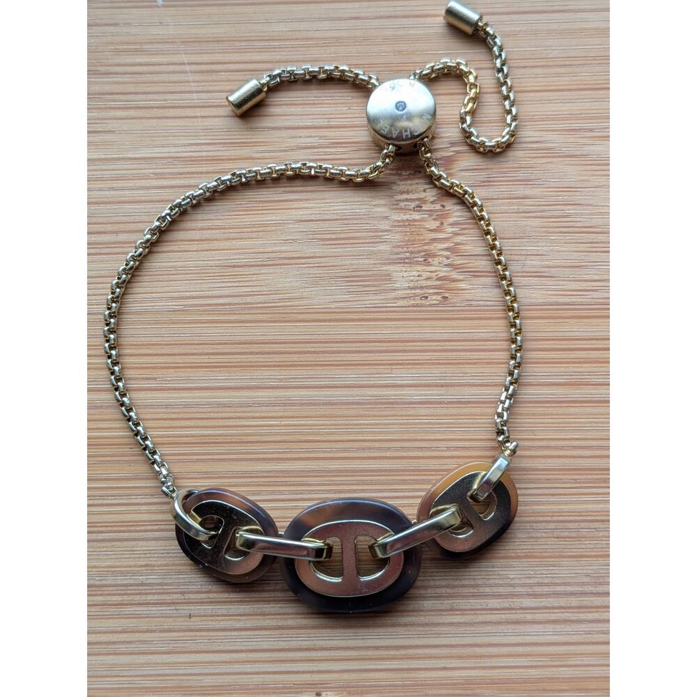 Michael Kors Adjustable Chain Link Slider Boho Gold Tone Bracelet